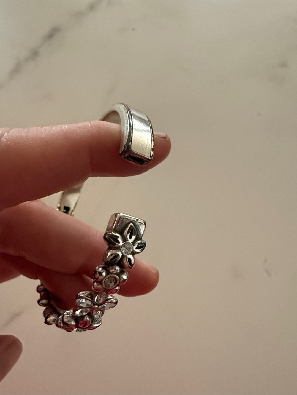 Brighton Silver Floral Cluster Hinged Bangle Bracelet - Picture 4 of 4